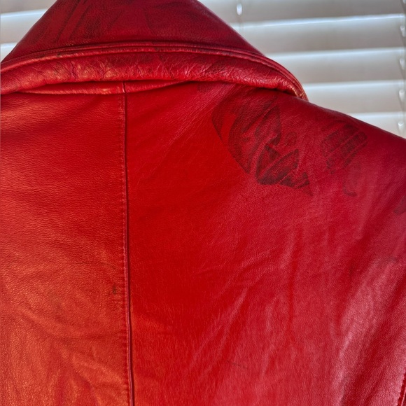 Vintage 80s Red Leather Jacket - Accente - Size 4** - Picture 8 of 16